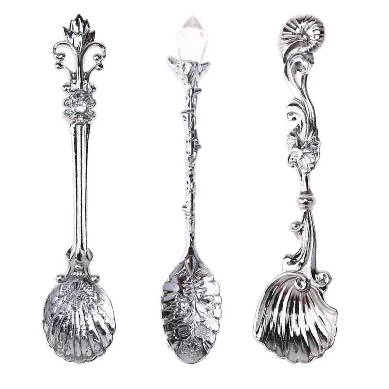 3pcs/set Vintage Coffee Ice Cream Spoon Metal Alloy Carved Dessert Candy Teaspoon Retro Table Decor Kitchen Tableware Supplies 3pcs/set Vintage Coffee Ice Cream Spoon Metal Alloy Carved Dessert Candy Teaspoon Retro Table Decor Kitchen Tableware Supplies