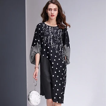 100% Silk Dress Women Spliced Design Printed O Neck Three-quarter Lantern Sleeves Loose Casual Dress New Fashion Style 2019
100% Silk Dress Women Spliced Design Printed O Neck Three-quarter Lantern Sleeves Loose Casual Dress New Fashion Style 2019