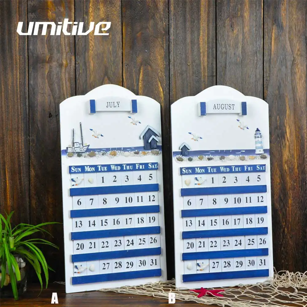 Umitive 1 Pcs Mediterranean Style Wood Seafaring DIY Wall Hanging Calendar Creative Grocery Furnishing Articles Manually
Umitive 1 Pcs Mediterranean Style Wood Seafaring DIY Wall Hanging Calendar Creative Grocery Furnishing Articles Manually