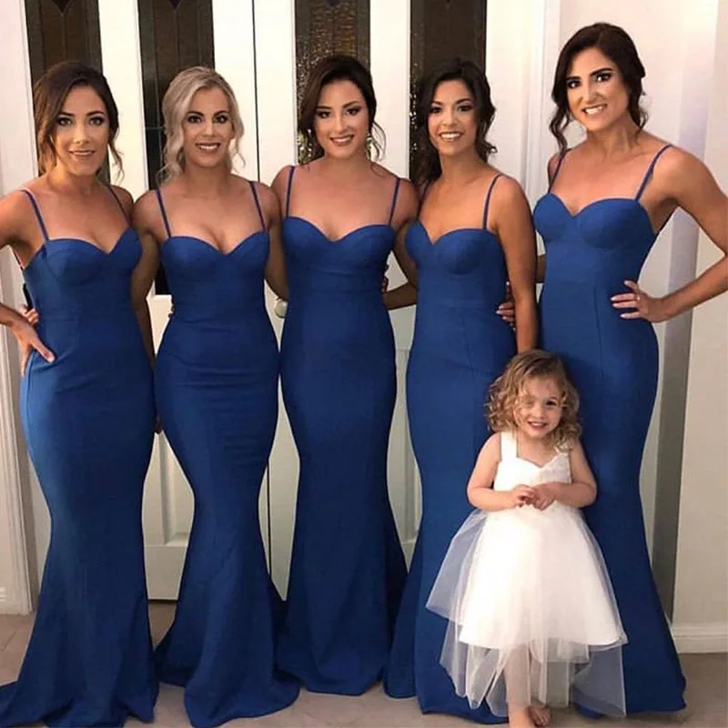 Simple Royal Blue Sexy Mermaid Bridesmaid Dresses Simple Spaghetti Straps Satin Maid Of Honor Party Dresses Cheap
Simple Royal Blue Sexy Mermaid Bridesmaid Dresses Simple Spaghetti Straps Satin Maid Of Honor Party Dresses Cheap
