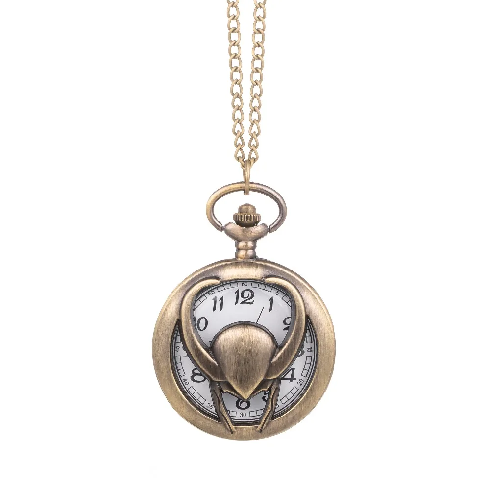 Vintage Loki Helmet Pocket Watch Necklace Antique Bronze Quartz Thor Fob Watch Pendant Chain for Men Women Best Gift
Vintage Loki Helmet Pocket Watch Necklace Antique Bronze Quartz Thor Fob Watch Pendant Chain for Men Women Best Gift