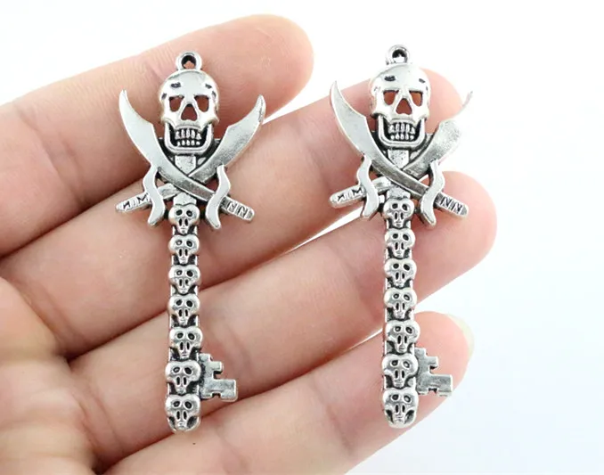 60x23mm 4pcs Antique Silver Plated Skull Head Key Handmade Charms Pendant:DIY for bracelet necklace-Q6-10
60x23mm 4pcs Antique Silver Plated Skull Head Key Handmade Charms Pendant:DIY for bracelet necklace-Q6-10