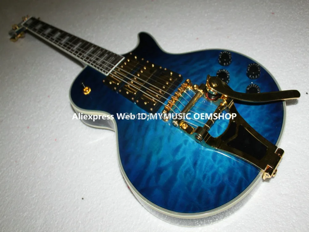 Blue burst 3 Pickups Custom Shop Electric Guitar with Bigbys Gold Hardware Free Shipping
Blue burst 3 Pickups Custom Shop Electric Guitar with Bigbys Gold Hardware Free Shipping