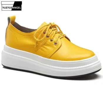 Thick Bottom Platform Genuine Leather Lace Up Shoes Woman Leisure Yellow Slip On Loafers Height Increasing Female Wedge Sneakers
Thick Bottom Platform Genuine Leather Lace Up Shoes Woman Leisure Yellow Slip On Loafers Height Increasing Female Wedge Sneakers