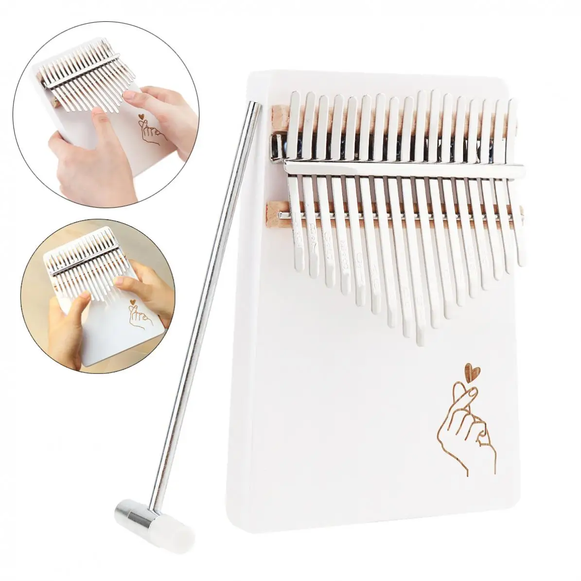 17 Keys Thumb Piano Kalimba Finger Heart Pattern Solid Single Board Pine Mbira Keyboard Musical Instrument with Tuning Hammer
17 Keys Thumb Piano Kalimba Finger Heart Pattern Solid Single Board Pine Mbira Keyboard Musical Instrument with Tuning Hammer