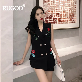 RUGOD Women suit vest +shorts sets embroidery floral double breasted v-neck top office lady women's suit 2019 new fashion female
RUGOD Women suit vest +shorts sets embroidery floral double breasted v-neck top office lady women's suit 2019 new fashion female