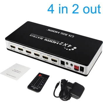 4K 30Hz HDMI Matrix 4X2 Switch Switcher Splitter 4 in 2 out Video Converter for PS3 PS4 HD TV STB BOX Notebook PC to TV Monitor
4K 30Hz HDMI Matrix 4X2 Switch Switcher Splitter 4 in 2 out Video Converter for PS3 PS4 HD TV STB BOX Notebook PC to TV Monitor