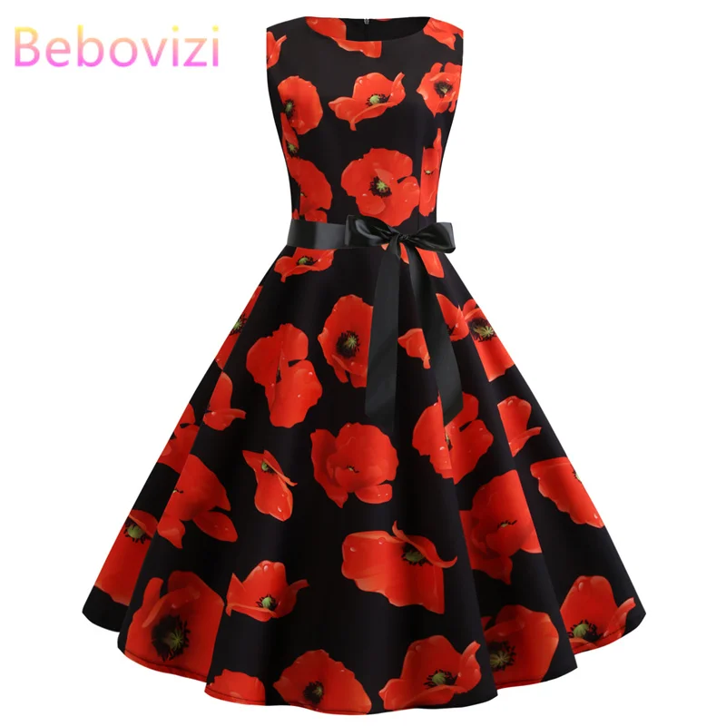Bebovizi 2019 Summer Fashion Women Vintage Plus Size Black Bandage Dress Casual Office Elegant Red Flower Print Party Dresses
Bebovizi 2019 Summer Fashion Women Vintage Plus Size Black Bandage Dress Casual Office Elegant Red Flower Print Party Dresses