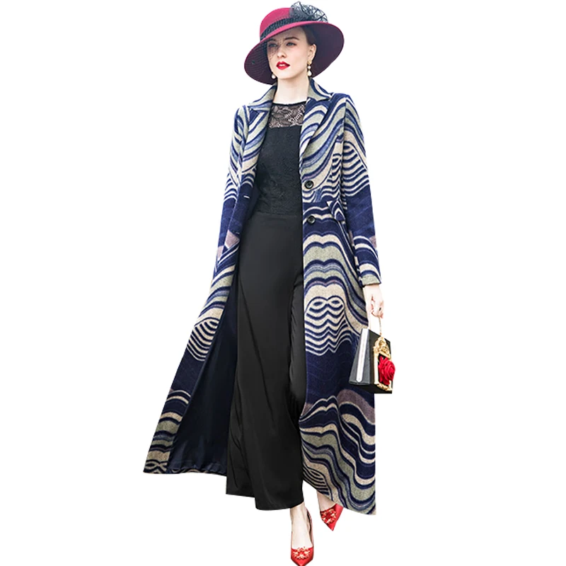 Trench Coat High Quality Wool Striped Warm Winter Coat Women Turn down Collar Long Coat Overcoat Female Casual 9005
Trench Coat High Quality Wool Striped Warm Winter Coat Women Turn down Collar Long Coat Overcoat Female Casual 9005