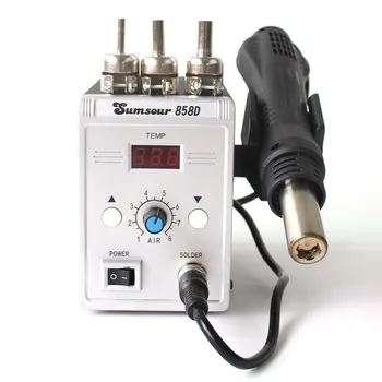 Soldering Desoldering Station 858D 220V / 110V 700W Adjustable Digital Display Heat Gun BGA SMD Hot Air Gun Rework Solder Repair
Soldering Desoldering Station 858D 220V / 110V 700W Adjustable Digital Display Heat Gun BGA SMD Hot Air Gun Rework Solder Repair