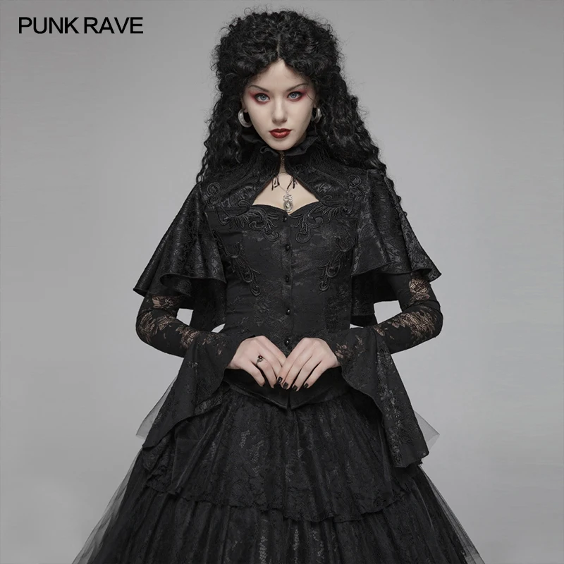 PUNK RAVE Women's Gothic Shawl Cloak Shirt Punk Lace Long Sleeve Sexy Women Shirts with Flare Sleeves Blouse Harajuku
PUNK RAVE Women's Gothic Shawl Cloak Shirt Punk Lace Long Sleeve Sexy Women Shirts with Flare Sleeves Blouse Harajuku