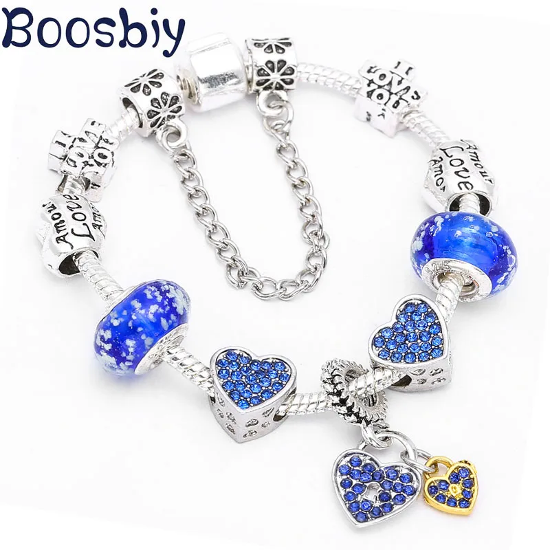 Boosbiy Luxury Pandora Bracelet Silver Crystal Charm Bracelet For Women DIY Heart Beads Bracelets & Bangles For Lover Gift
Boosbiy Luxury Pandora Bracelet Silver Crystal Charm Bracelet For Women DIY Heart Beads Bracelets & Bangles For Lover Gift