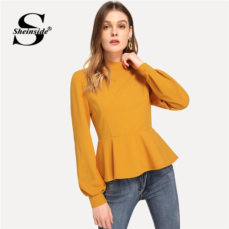 Sheinside Ginger Women Blouse Mock Neck Solid Peplum Womens Tops And Blouses 2018 Fall Clothes Elegant Long Sleeve Blouse Shirt
Sheinside Ginger Women Blouse Mock Neck Solid Peplum Womens Tops And Blouses 2018 Fall Clothes Elegant Long Sleeve Blouse Shirt