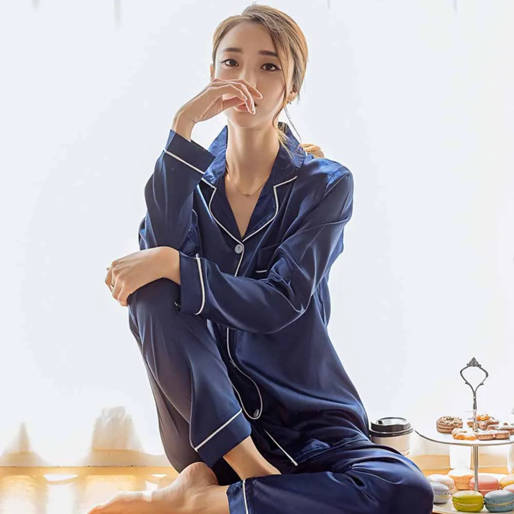2019 Fall Casual Simple Plus Size Elegant Women Pajama Suits Lapel Plain Large Sizes Female White Sweet Sleepwear
2019 Fall Casual Simple Plus Size Elegant Women Pajama Suits Lapel Plain Large Sizes Female White Sweet Sleepwear