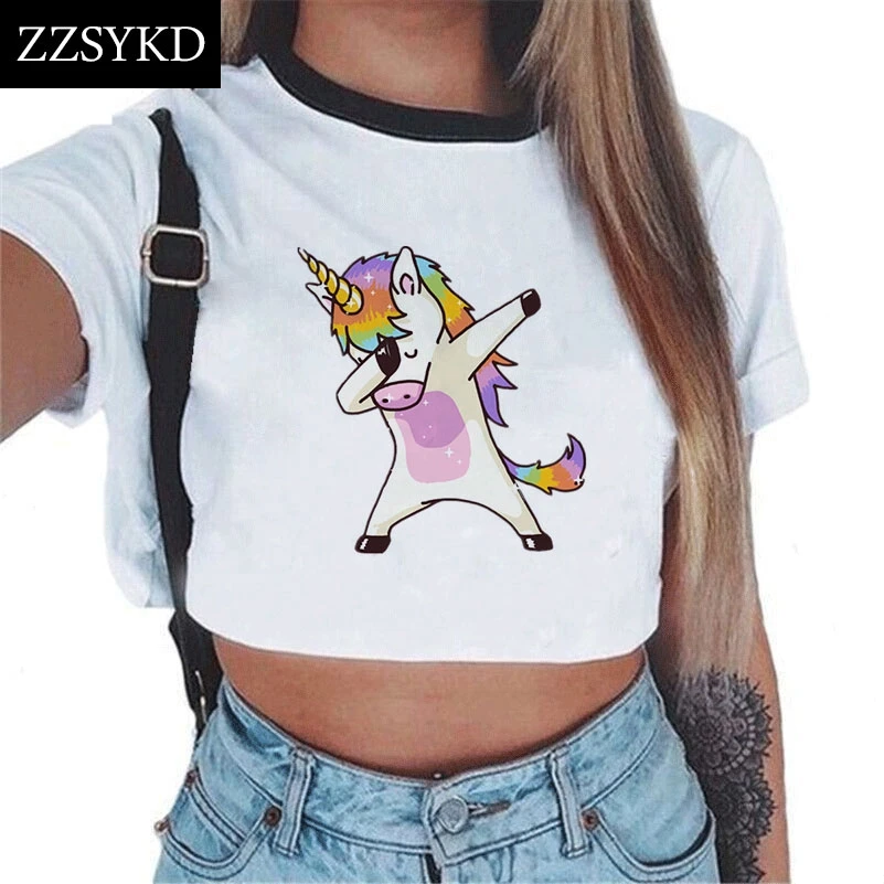 ZZSYKD Summer Sexy Short Sleeve Crop Tops White T-shirt For Women Rainbow Unicorn Dabbing Printed Tshirt Harajuku Vogue Tees
ZZSYKD Summer Sexy Short Sleeve Crop Tops White T-shirt For Women Rainbow Unicorn Dabbing Printed Tshirt Harajuku Vogue Tees