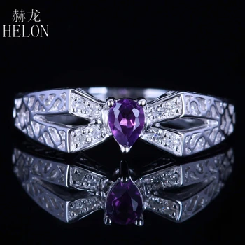 HELON Solid 10K White Gold Vintage Art Deco Fine Jewelry 3.5x4.5mm Pear Genuine Natural Amethyst Diamond Engagement Wedding Ring
HELON Solid 10K White Gold Vintage Art Deco Fine Jewelry 3.5x4.5mm Pear Genuine Natural Amethyst Diamond Engagement Wedding Ring