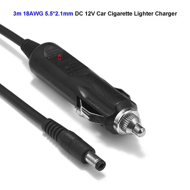 DC 5 5x2 1 мм автомобильное зарядное устройство 18AWG 3 м кабель 12 в автомобильный