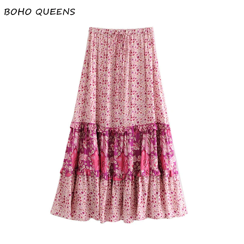 Vintage chic fashion women Hippie beach Bohemian floral print skirt High Elastic Waist Maxi A-Line Boho Skirt Femme
Vintage chic fashion women Hippie beach Bohemian floral print skirt High Elastic Waist Maxi A-Line Boho Skirt Femme