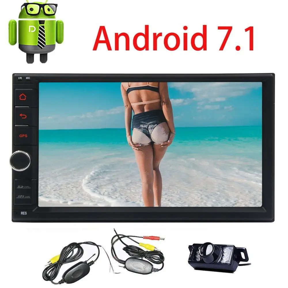 

Wireless Camera+Android 7.1 Octa-Core Car Stereo Radio Double Din Bluetooth Autoradio Fastboot 7'' GPS Sat Nav WIFI Subwoofer