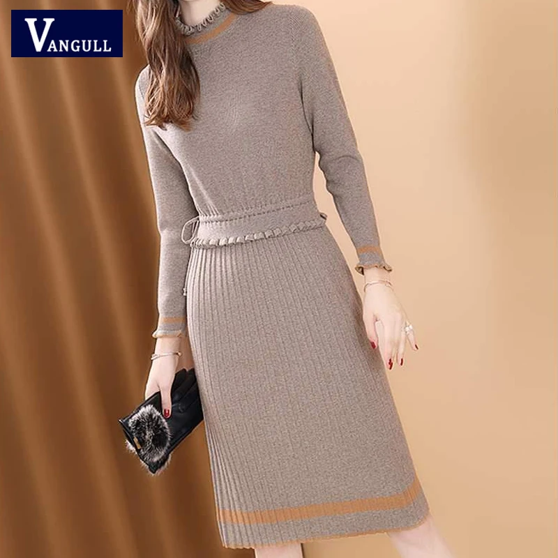 Vangull Winter women Knitted Dress Fashion Elegant Long Sleeve Striped Female Dress 2019 New Turtleneck Adjustable Sashes Dress
Vangull Winter women Knitted Dress Fashion Elegant Long Sleeve Striped Female Dress 2019 New Turtleneck Adjustable Sashes Dress