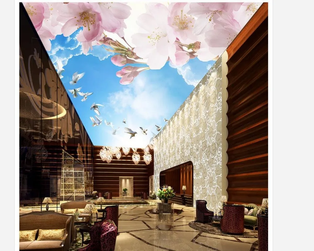 Home Decoration customized wallpaper for walls Clouds sunshine peach flower pigeon ceiling murals
Home Decoration customized wallpaper for walls Clouds sunshine peach flower pigeon ceiling murals