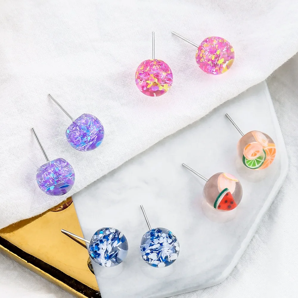 Colorful Transparent Ball studs Earrings Resin Cute Fruit Studs Earrings Nice Birthday gift Unique Party Jewelry wholesale
Colorful Transparent Ball studs Earrings Resin Cute Fruit Studs Earrings Nice Birthday gift Unique Party Jewelry wholesale