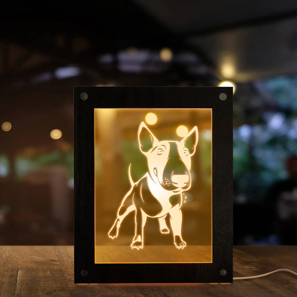 Bull Terrier Dog 3D Magic Night Lamp Photo Frame Kid Room Led Luminous Photo Frame USB Operated Sleepy Desk Lamp for Home Decor
Bull Terrier Dog 3D Magic Night Lamp Photo Frame Kid Room Led Luminous Photo Frame USB Operated Sleepy Desk Lamp for Home Decor
