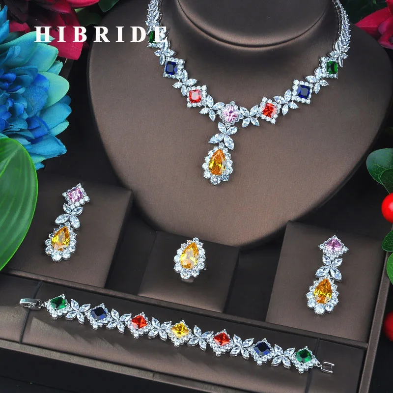 HIBRIDE Fashion Design Multi Color Brilliant Cubic Zirconia Wedding Bridal Jewelry Sets For Women Wedding Accessories N-722
HIBRIDE Fashion Design Multi Color Brilliant Cubic Zirconia Wedding Bridal Jewelry Sets For Women Wedding Accessories N-722