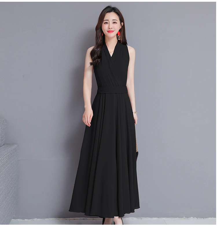 ummer Formal Dress Women Elegant Sleeveless V-neck Plus Size 2019 Women Dresses Evening Party Long Maxi Dress Chiffon Boho Robe9