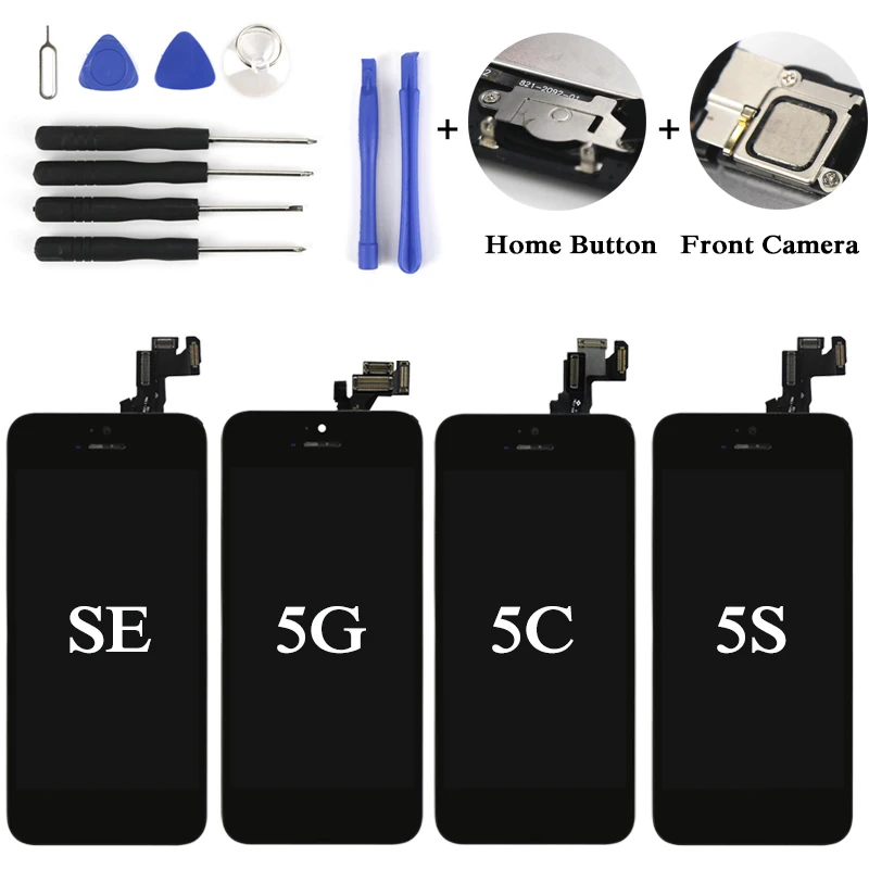 For iPhone 5 5C 5S SE LCD Display With Home Button + Front Camera + Front Ear Speaker Holder Parts Assembly Screen Replacement
For iPhone 5 5C 5S SE LCD Display With Home Button + Front Camera + Front Ear Speaker Holder Parts Assembly Screen Replacement