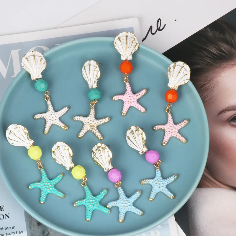 JURAN Fashion Metal Shell Starfish Dangle Earrings for Women Bohemian Charm Handmade Drop Earrings Party Hanging Jewelry
JURAN Fashion Metal Shell Starfish Dangle Earrings for Women Bohemian Charm Handmade Drop Earrings Party Hanging Jewelry