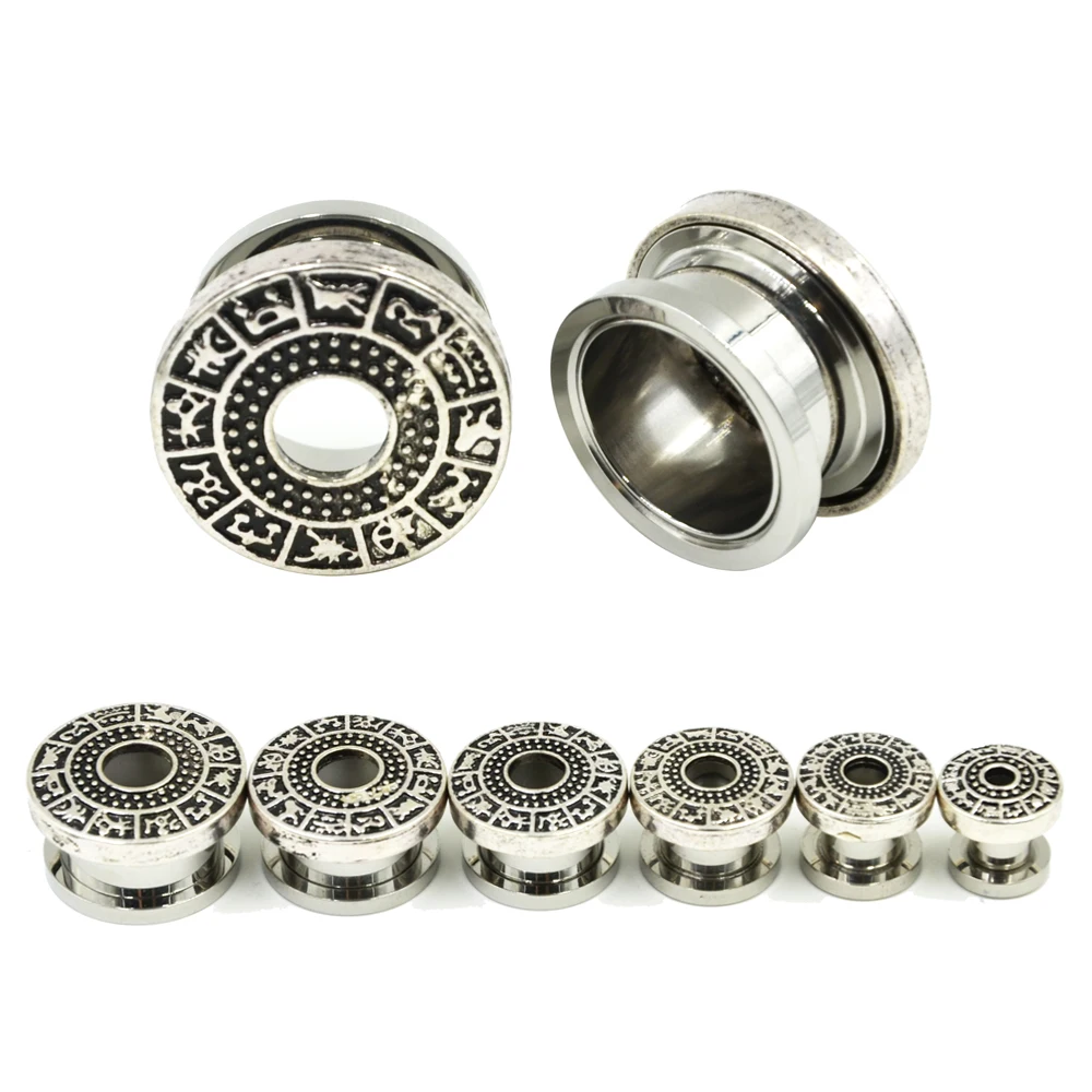 PAIR Stainless Steel Screw Fit Constellation Divine Flesh Tunnel Plug Jewelry Piercing Ear Expander Stretching Earring Lobe
PAIR Stainless Steel Screw Fit Constellation Divine Flesh Tunnel Plug Jewelry Piercing Ear Expander Stretching Earring Lobe