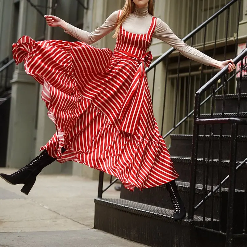 Casual Stripe Maxi Dress Elegant Sexy Backless Women Holiday Robe Red Boho 2019 Fashion Sleeveless Ruffle Big Swing Long Dresses
Casual Stripe Maxi Dress Elegant Sexy Backless Women Holiday Robe Red Boho 2019 Fashion Sleeveless Ruffle Big Swing Long Dresses