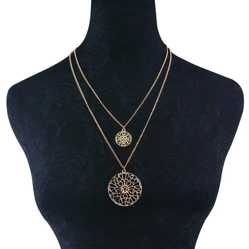 Ethnic Vintage Double Layer Gold-Color Long Chains Engraved Pendant Choker Necklace Women Neck Chocker Jewelry 2017 New XR727
Ethnic Vintage Double Layer Gold-Color Long Chains Engraved Pendant Choker Necklace Women Neck Chocker Jewelry 2017 New XR727
