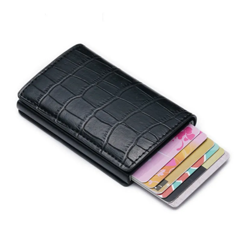ZOVYVOL Vintage Crocodile Pattern PU Leather Mini RFID Wallets for Men Women Aluminum Single Box ID Bank Credit Card Holders | Багаж и