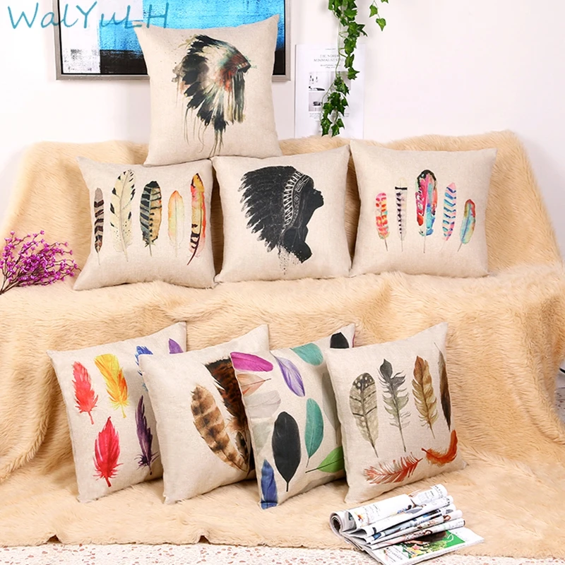 WalYuLH Ink Painting Tribe Headwear Colorful Feather Style Cushions Home Decor For Sofa Seat Decorative Linen Cushion Covers
WalYuLH Ink Painting Tribe Headwear Colorful Feather Style Cushions Home Decor For Sofa Seat Decorative Linen Cushion Covers