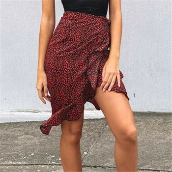 High Waist Split Knee-length Skirts Women Ruffle Red Leopard Dot Print Casual Chic Summer Skirt Sexy Fashion Party Boho Skirt
High Waist Split Knee-length Skirts Women Ruffle Red Leopard Dot Print Casual Chic Summer Skirt Sexy Fashion Party Boho Skirt