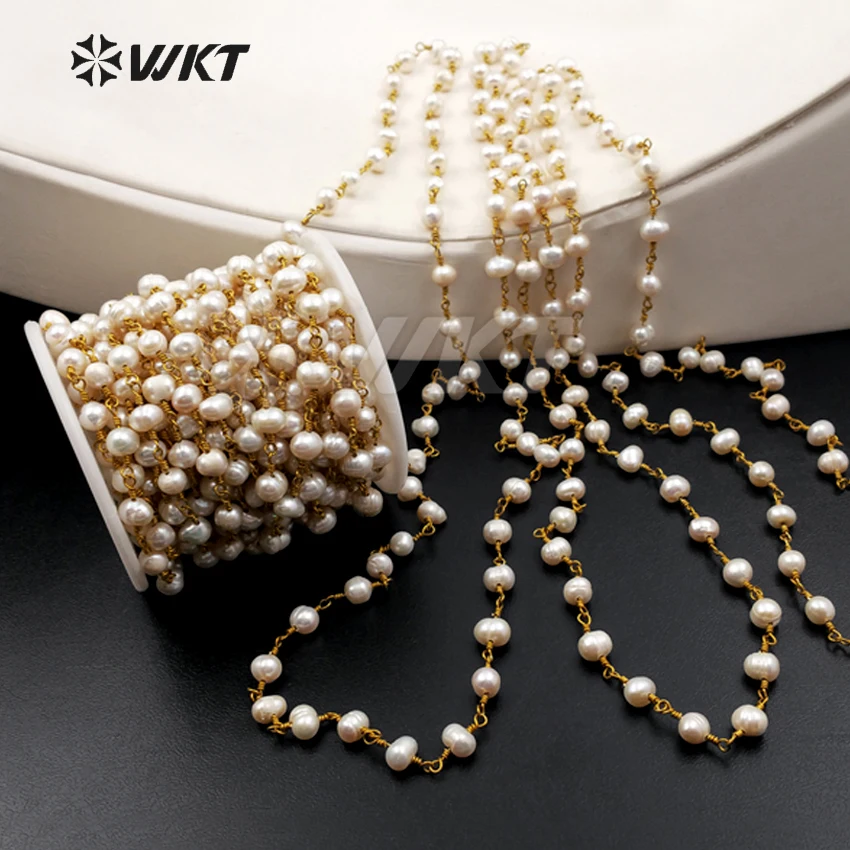 Цепочка ожерелье WKT цепочка с пресноводным жемчугом Розария|rosary necklace|necklace chainnew
