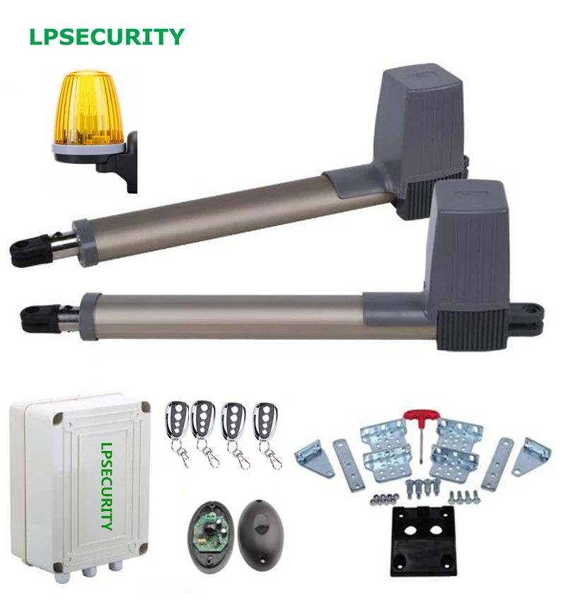 

LPSECURITY 24VDC Automatic Electric Swing Gate Opener Motor operator with 4 remote controls photocell lamp