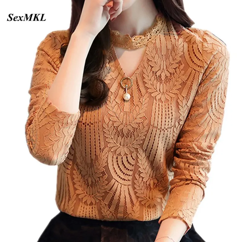 SEXMKL 2019 Women Lace Blouse Long Sleeve Autumn Blouses and Shirts Crochet Blusas Casual Female Clothing Femme Tops Plus Size
SEXMKL 2019 Women Lace Blouse Long Sleeve Autumn Blouses and Shirts Crochet Blusas Casual Female Clothing Femme Tops Plus Size