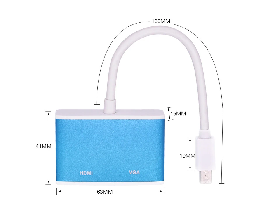 Mini DP to HDMI VGA Adapter Cable Thunderbolt 2 in 1 Mini DisplayPort To HDMI VGA Converter for Apple MacBook Air Pro mini iMac (2)