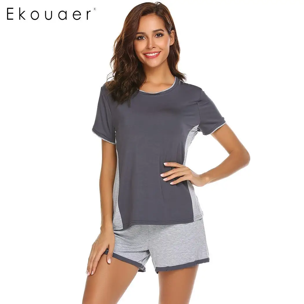 Ekouaer Women Sleepwear Set O-Neck Short Sleeve Soft Nightwear Patchwork Loose T-Shirt Pants Pajama Sets Home Clothing Suit
Ekouaer Women Sleepwear Set O-Neck Short Sleeve Soft Nightwear Patchwork Loose T-Shirt Pants Pajama Sets Home Clothing Suit