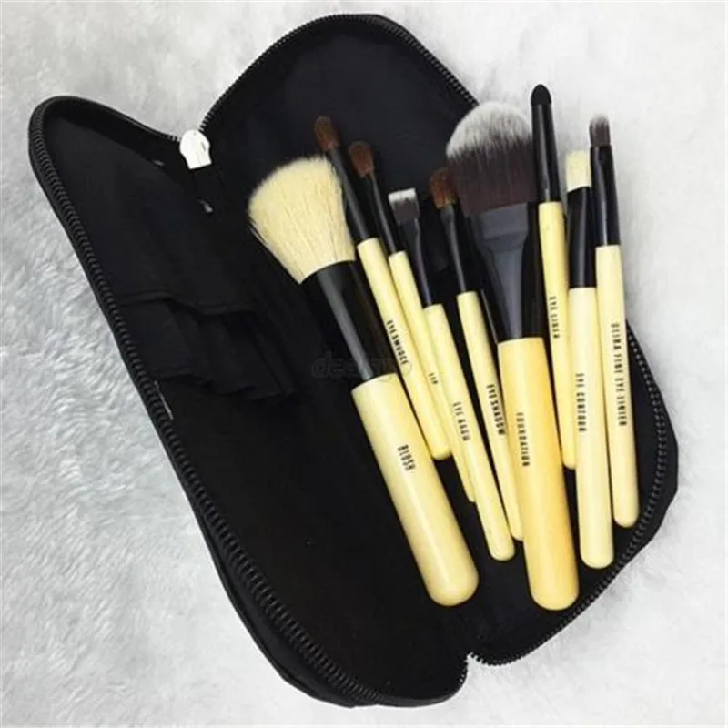 Professional Cosmetic Soft Makeup Brush Set Kit + Zipper Pouch Bag Case 9 Pieces
