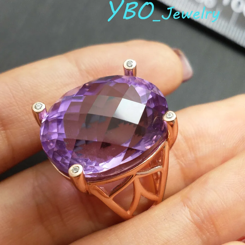 YBO, Supper Ring 38ct natural amethyst ov 18*22mm in 925 sterling silver with 18k rose gold plated trendy fashion ring for women
YBO, Supper Ring 38ct natural amethyst ov 18*22mm in 925 sterling silver with 18k rose gold plated trendy fashion ring for women