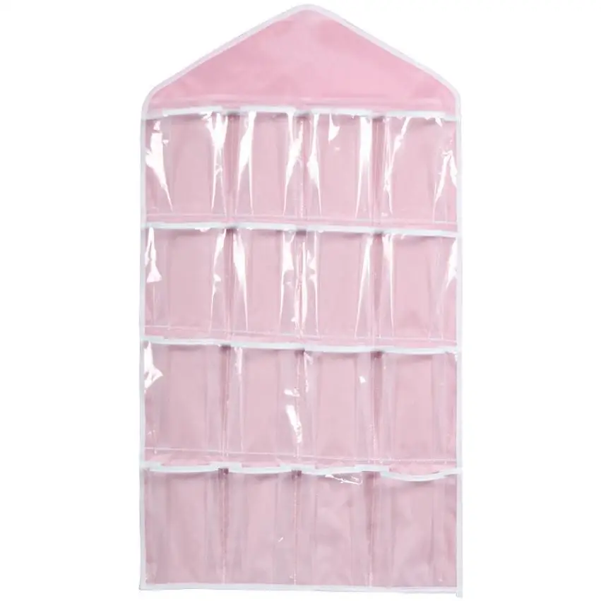 HOT! 16Pockets Clear Hanging Bag Socks Bra Underwear Rack Hanger Storage Organizer NEW Free Drop Shipping (7)