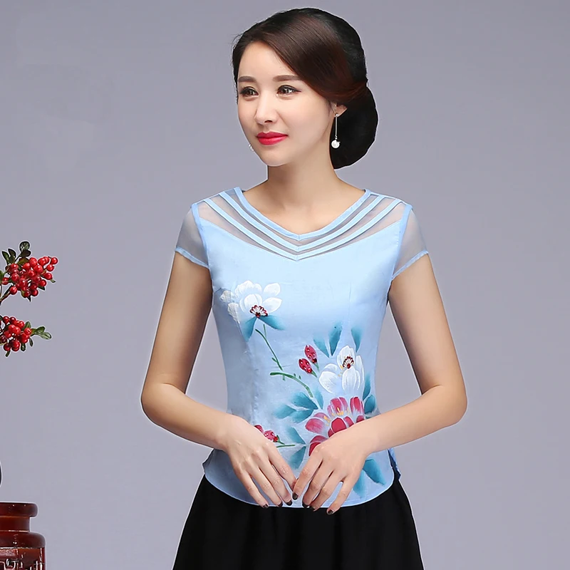 Chinese Women Print Flower Business Shirt Elegant Cotton Linen Short Sleeve Clothing New Vintage Improved Blouse Plus Size 3XL 
Chinese Women Print Flower Business Shirt Elegant Cotton Linen Short Sleeve Clothing New Vintage Improved Blouse Plus Size 3XL