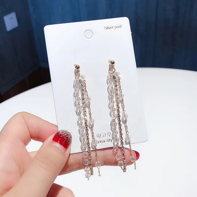 Silver Needle Earring 2019 New Imitation Crystal Rhinestone Tassel Long Drop Earrings for Women Fashion Korean Style Accessories
Silver Needle Earring 2019 New Imitation Crystal Rhinestone Tassel Long Drop Earrings for Women Fashion Korean Style Accessories