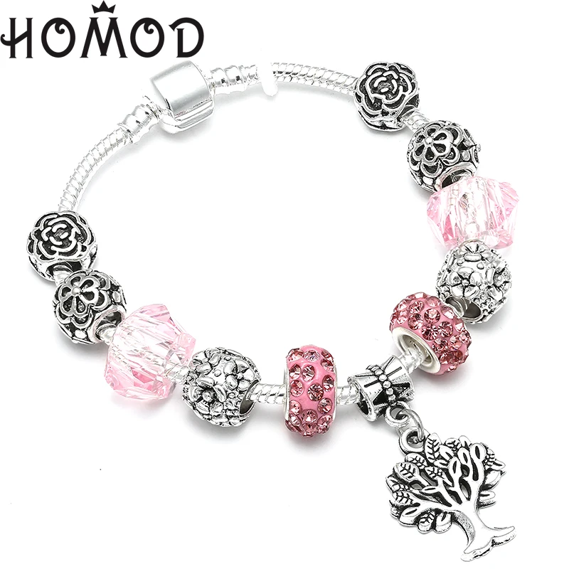 HOMOD Tree of Life Charm Brand Bracelet Antique Silver Color Flower Beads Bracelets & Bangles Fashion Jewelry Gift 
HOMOD Tree of Life Charm Brand Bracelet Antique Silver Color Flower Beads Bracelets & Bangles Fashion Jewelry Gift
