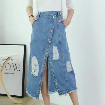 Fashion Denim Skirts Women High Waist Long Hole Jeans Skirt Casual Ladies Split Skirts
Fashion Denim Skirts Women High Waist Long Hole Jeans Skirt Casual Ladies Split Skirts