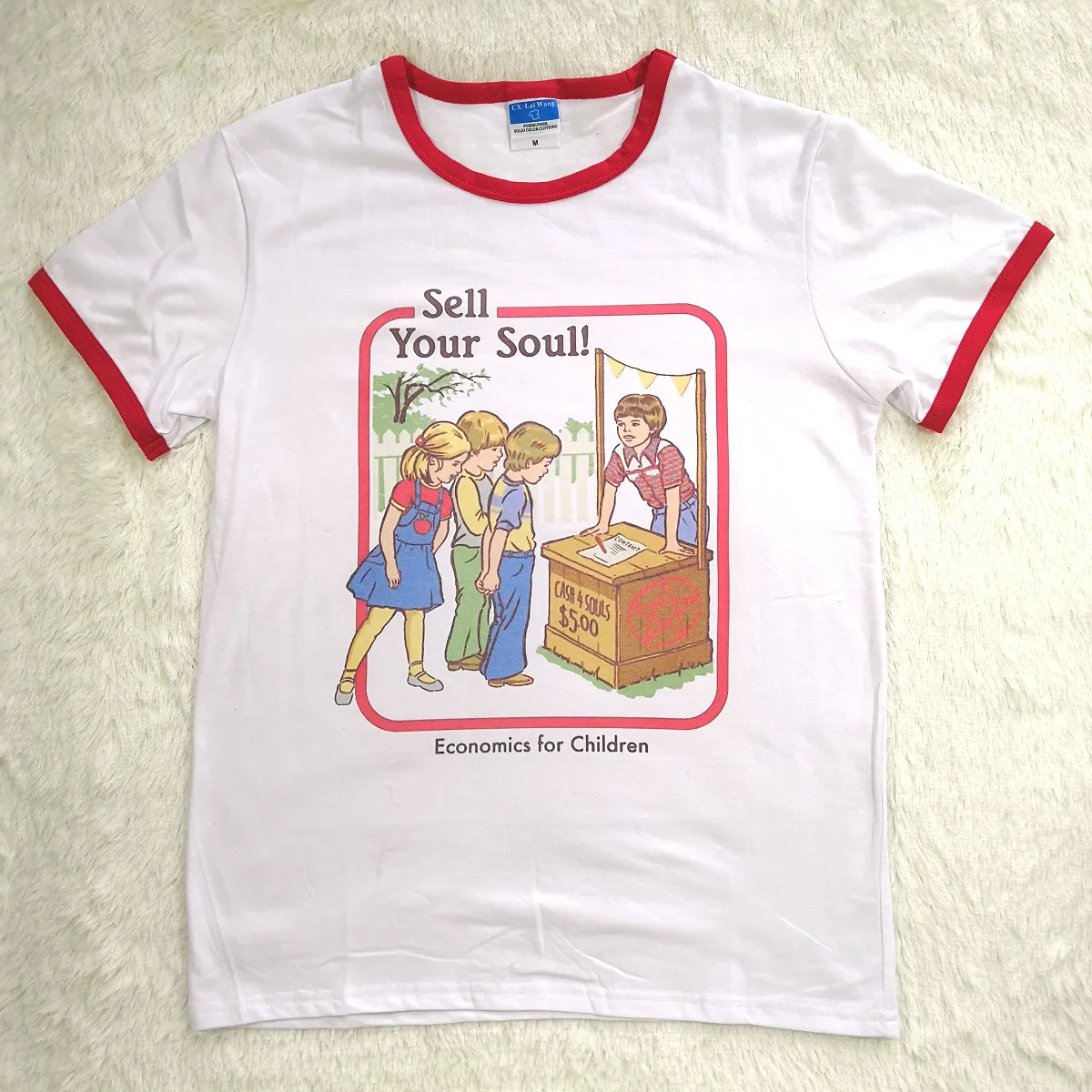 2018 Summer Female Vintage T-shirt Sell You Soul Printed Short Sleeves Evil Style Girl T shirt Hillbilly New Girl Lycra Top&Tees
2018 Summer Female Vintage T-shirt Sell You Soul Printed Short Sleeves Evil Style Girl T shirt Hillbilly New Girl Lycra Top&Tees